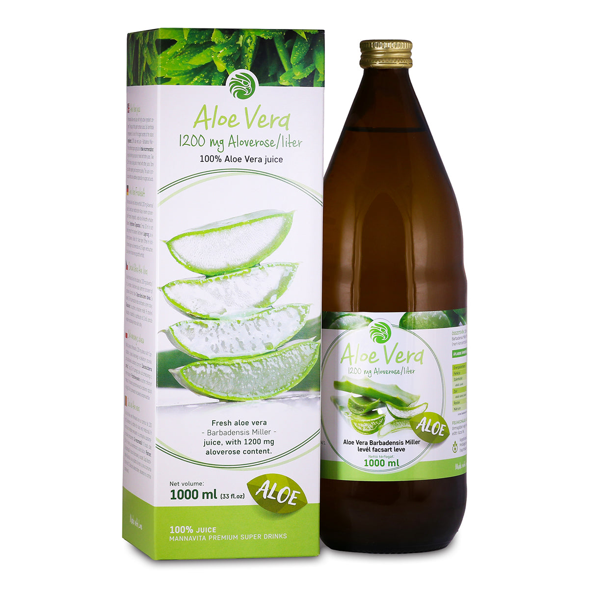 Mannavita Aloe vera 100% tłoczony czysty sok • 1000 ml