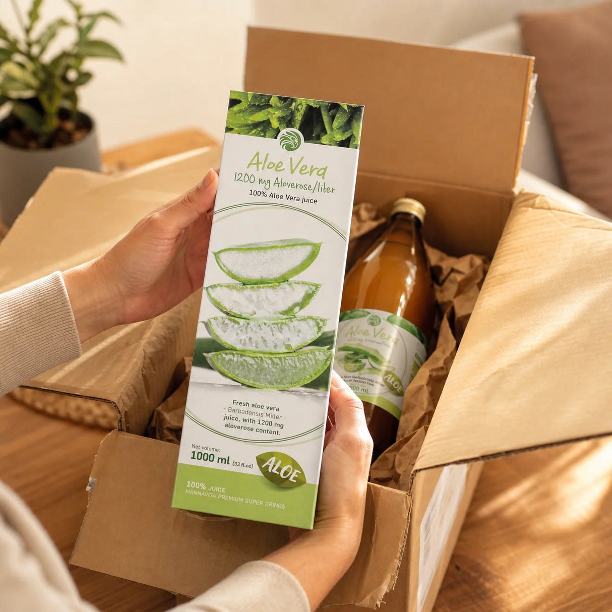Mannavita Aloe vera 100% tłoczony czysty sok • 1000 ml