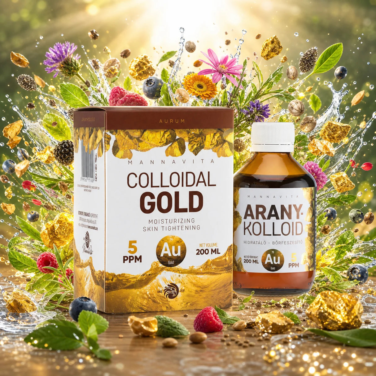 Mannavita Złoto Koloidalne 5 PPM • 200 ml