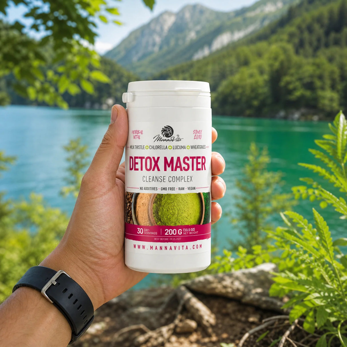 Mannavita Ostropest plamisty + Trawa pszeniczna + Chlorella + Lucuma • 200 g