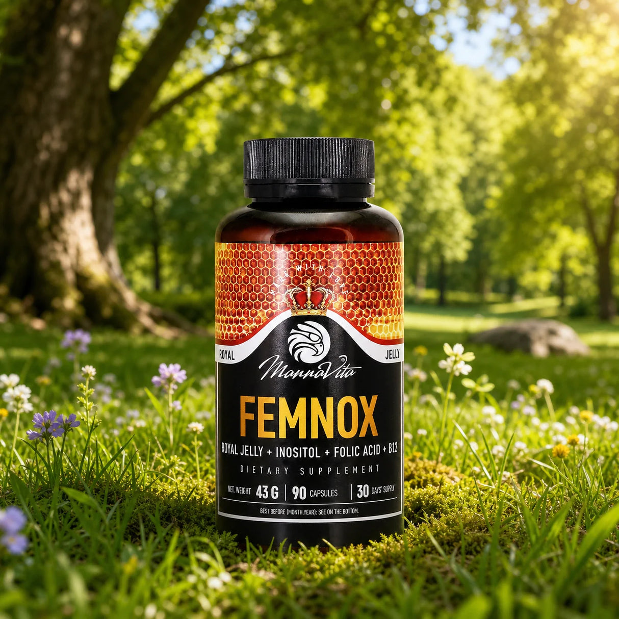 FEMNOX, Mleczko pszczele + Inozytol + Kwas foliowy + Witaminy B12 • 90 kapsułek