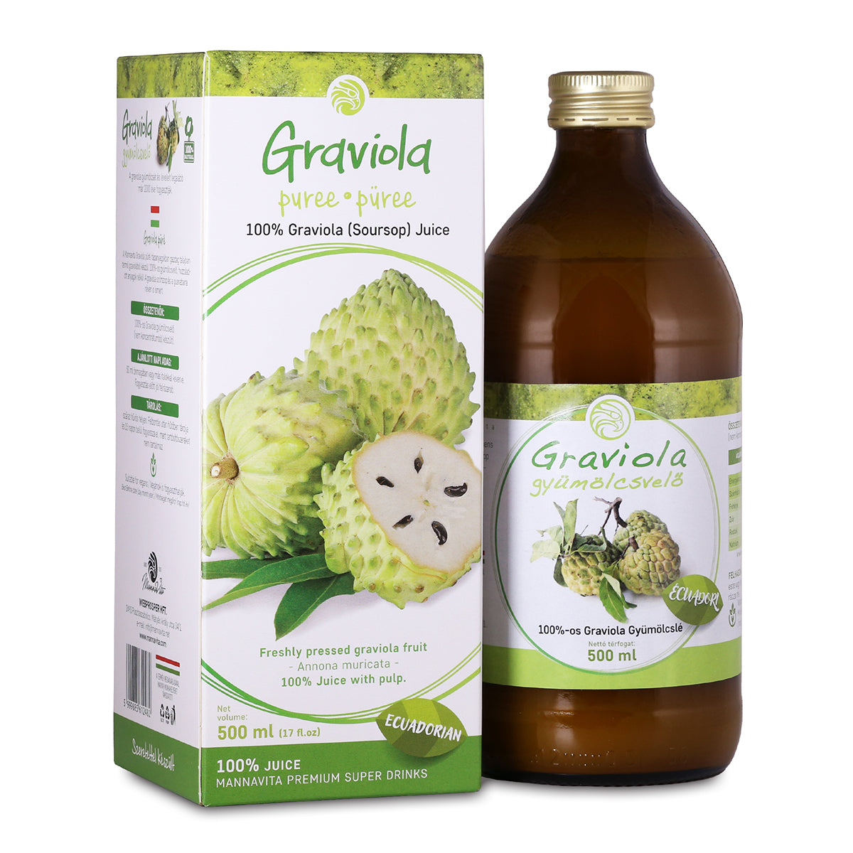 Mannavita purée z Graviola • 100% czysty sok tłoczony • 500 ml