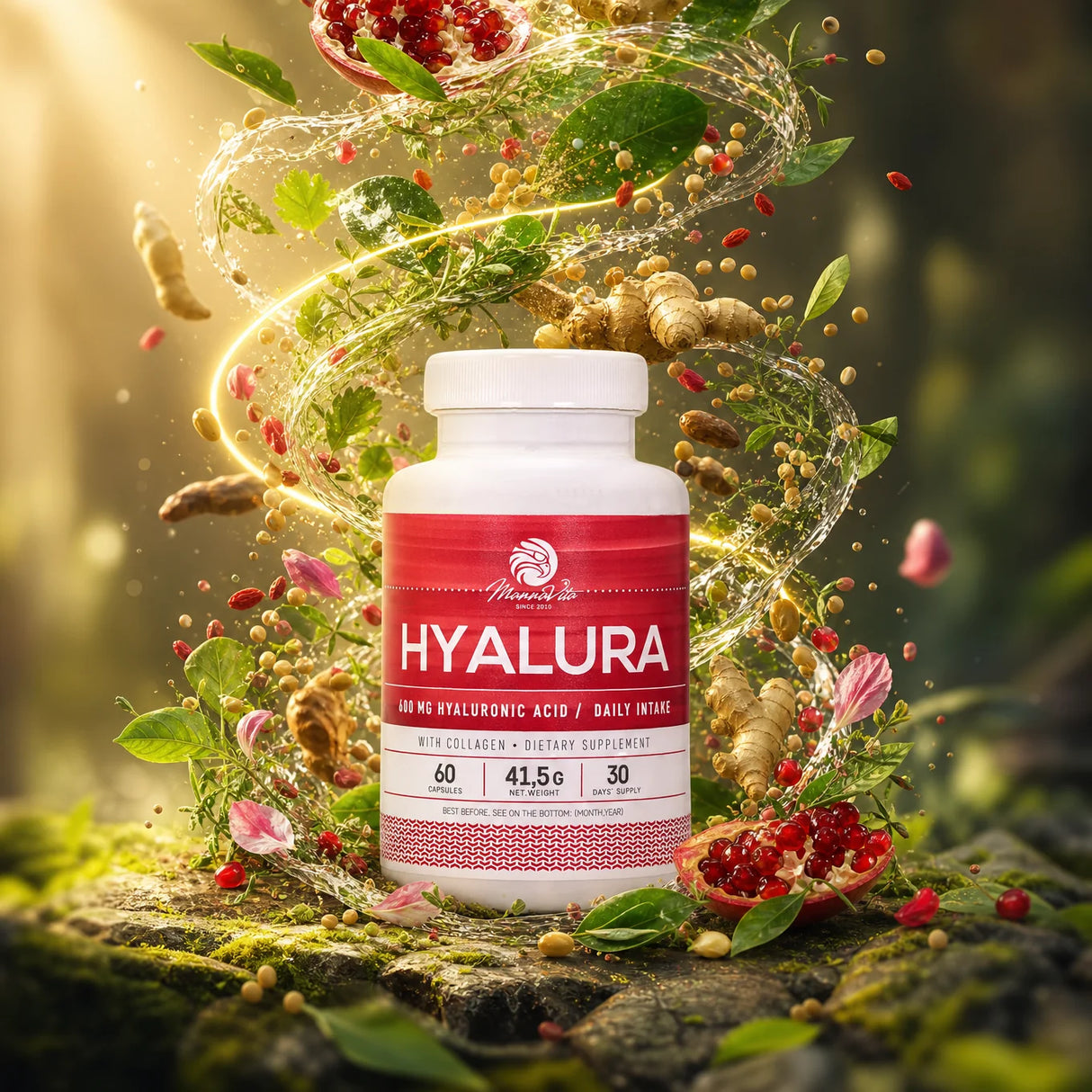 Hyalura – kapsułki z 600 mg Kwasu Hialuronowego i Kolagenem • 60 szt.