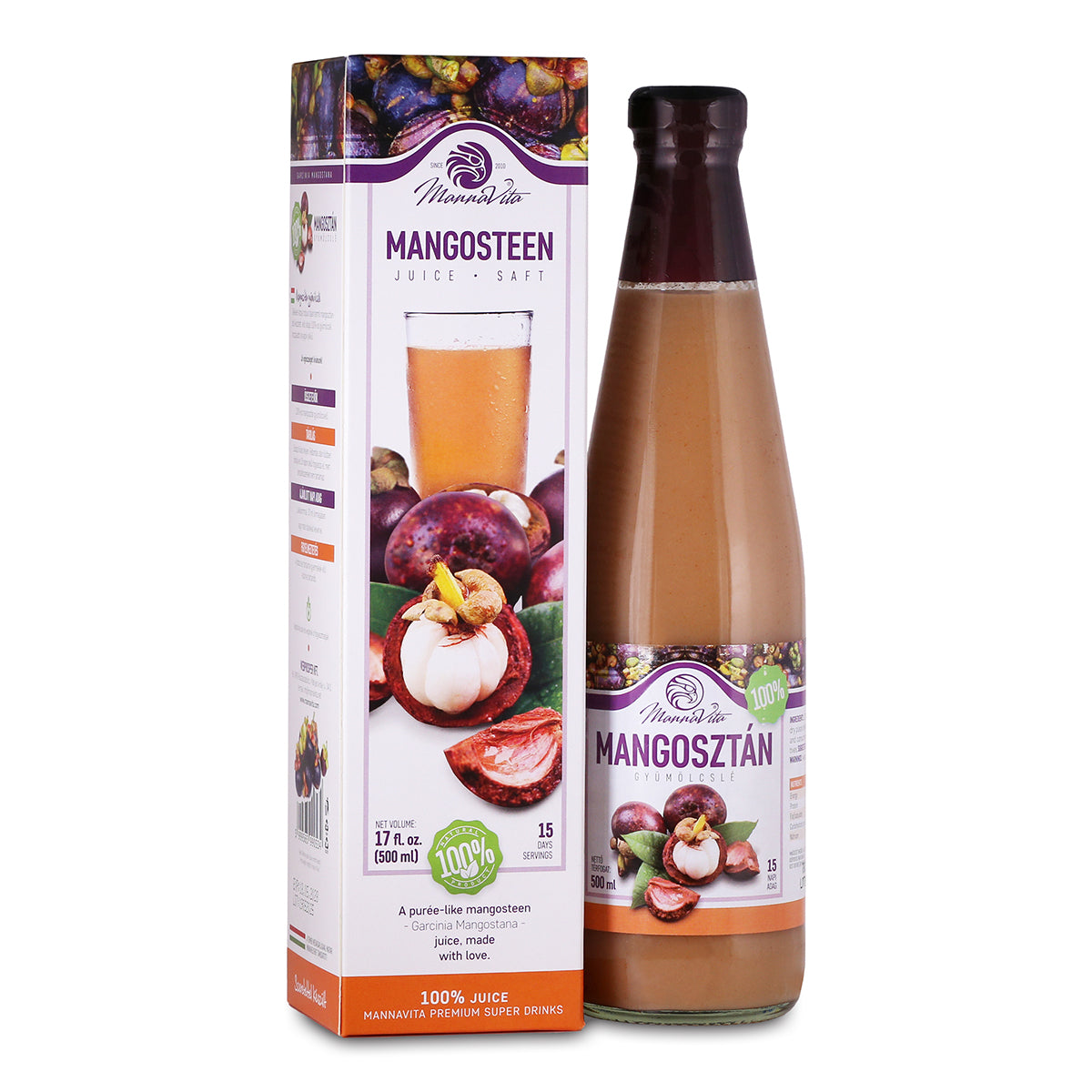 Mannavita purée z Mangostan • 100% czysty sok tłoczony • 500 ml