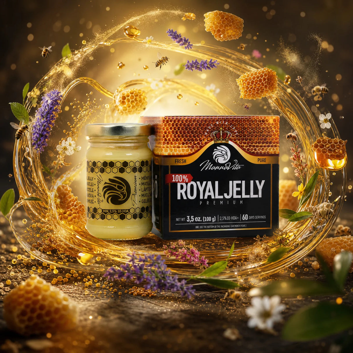 Mannavita Premium Mleczko pszczele • 2,5% 10-HDA • 100g
