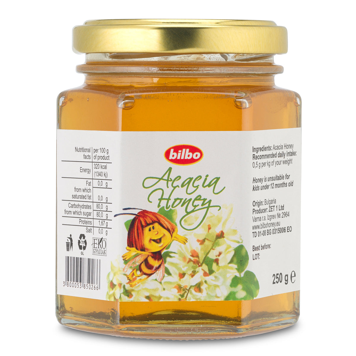 Bilbo surowy miód akacjowy • 250 g