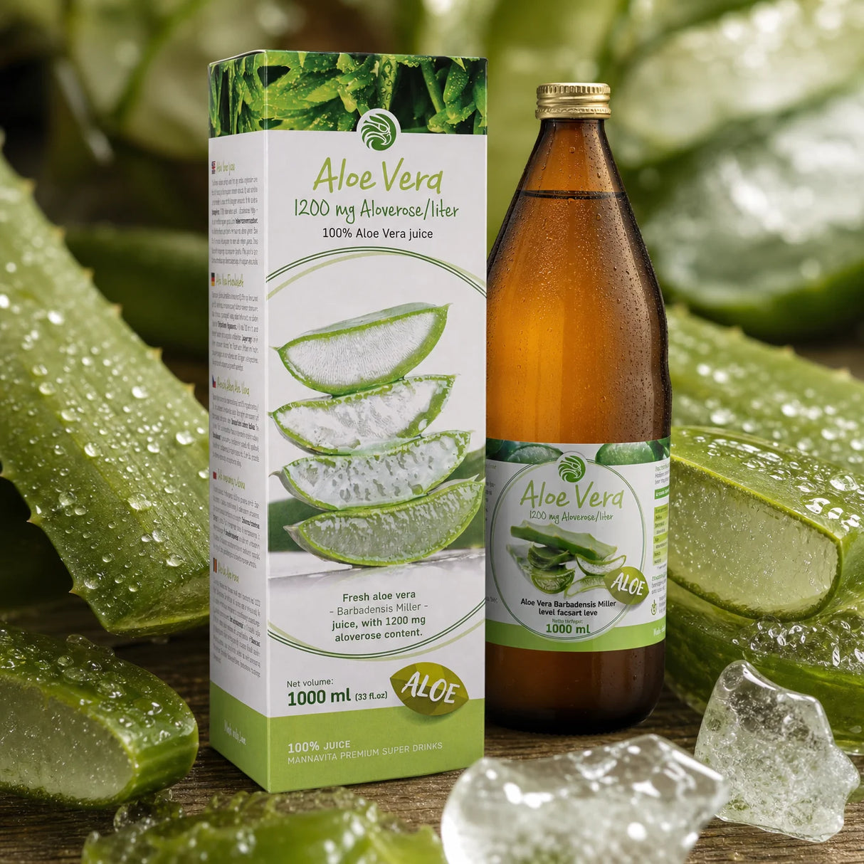 Mannavita Aloe vera 100% tłoczony czysty sok • 1000 ml