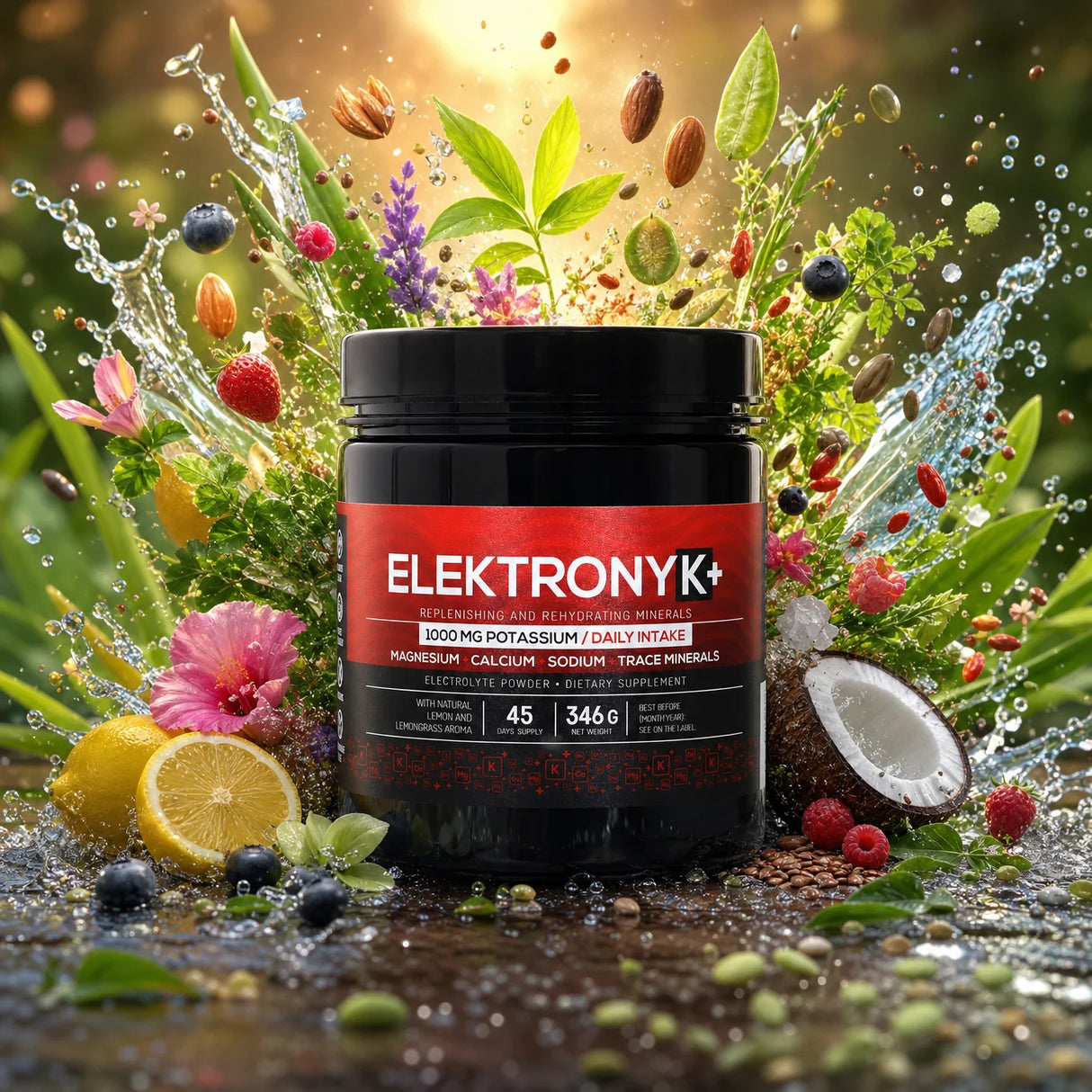 Proszek elektrolitowy ElektronyK+ • 1000 mg potasu z glicyną • SŁODKI, 402 g