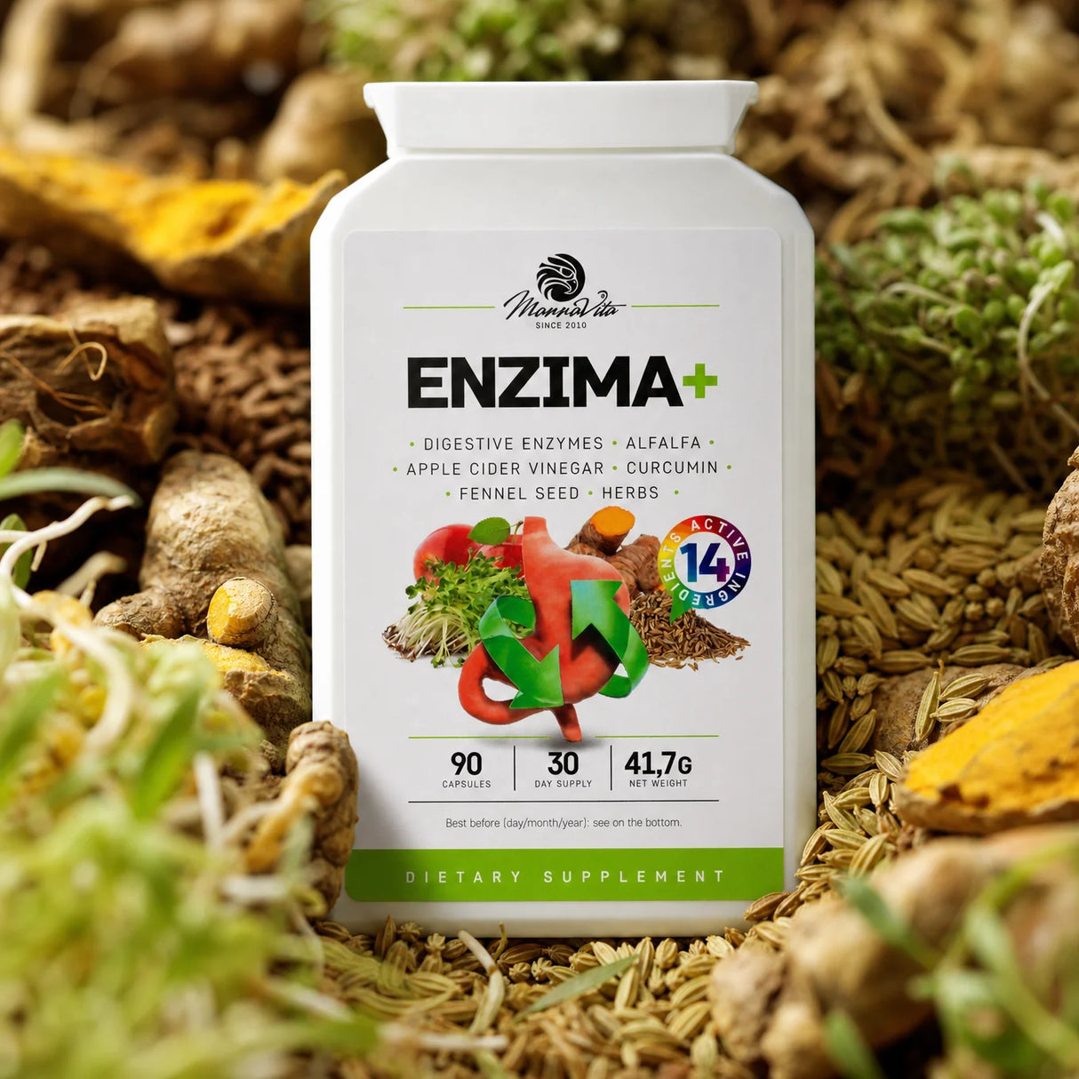 ENZIMA+ kompleks enzymów trawiennych z Betainą HCL • 90 kapsułek