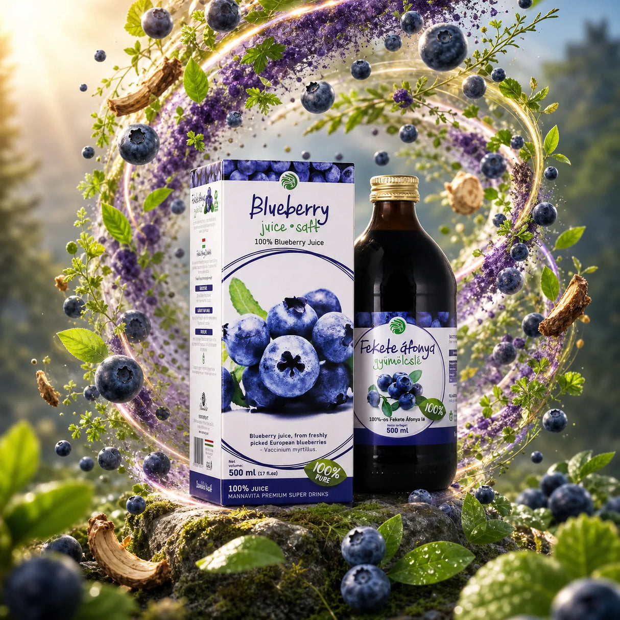 Mannavita sok z Borówki • 100% czysty sok tłoczony • 500 ml