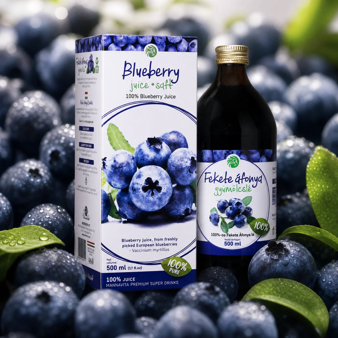 Mannavita sok z Borówki • 100% czysty sok tłoczony • 500 ml