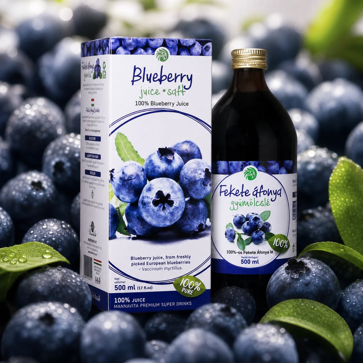 Mannavita sok z Borówki • 100% czysty sok tłoczony • 500 ml