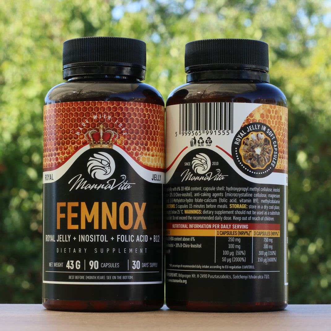 FEMNOX, Mleczko pszczele + Inozytol + Kwas foliowy + Witaminy B12 • 90 kapsułek