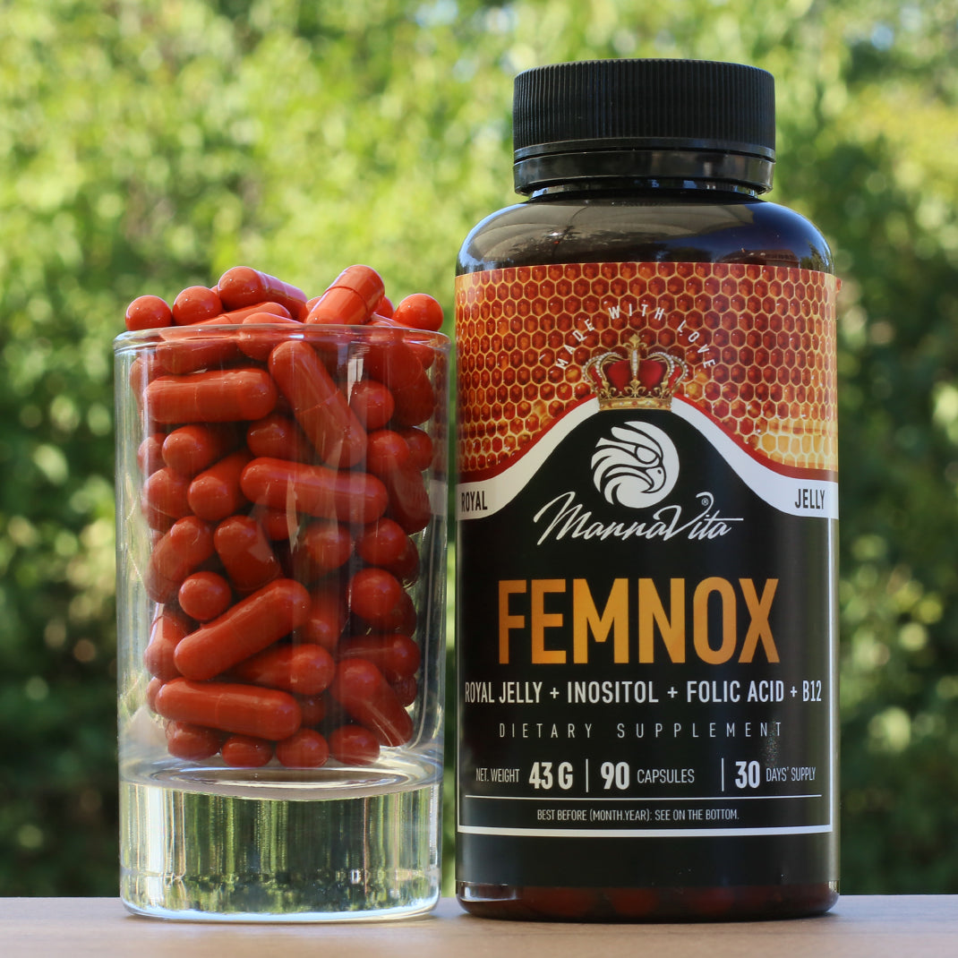FEMNOX, Mleczko pszczele + Inozytol + Kwas foliowy + Witaminy B12 • 90 kapsułek