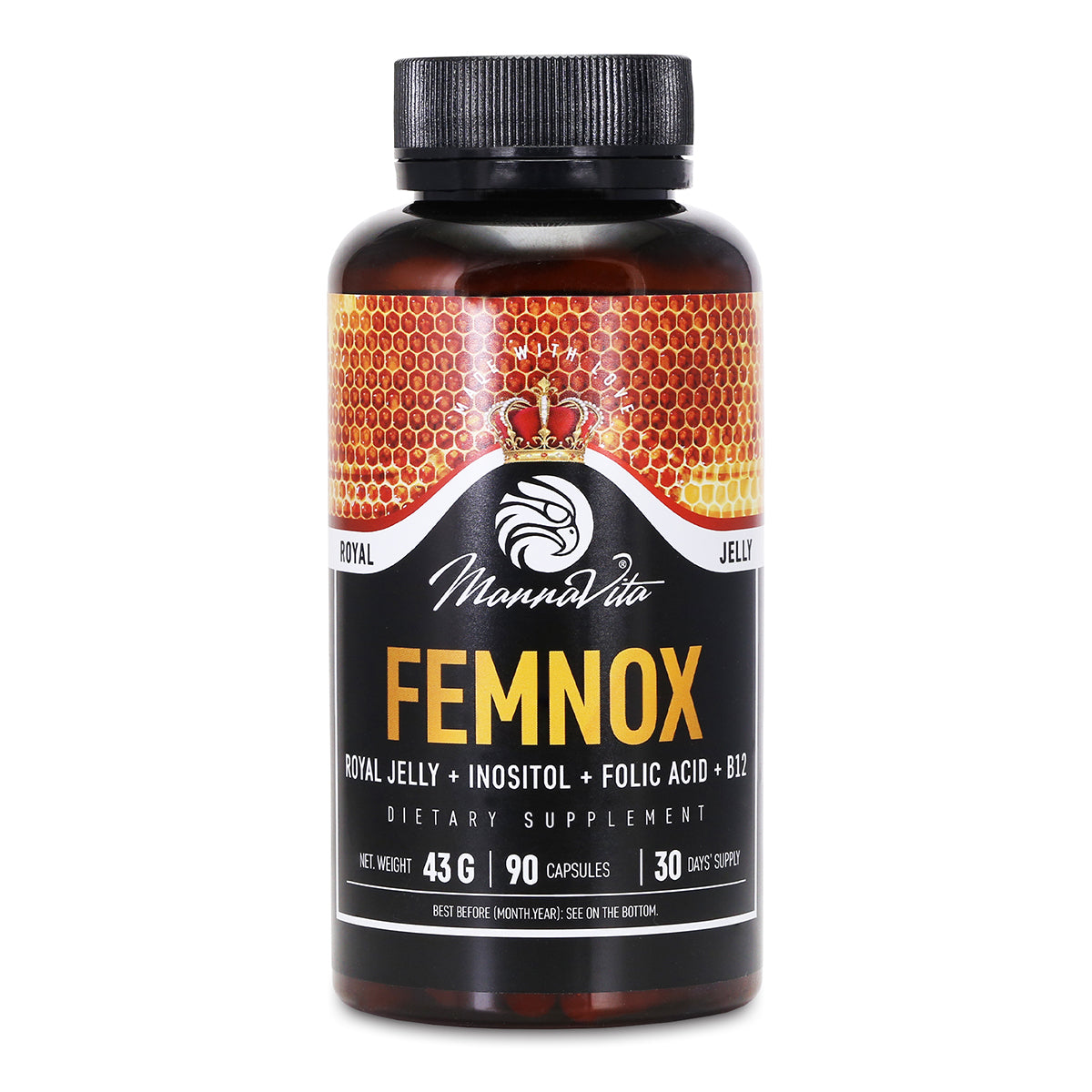 FEMNOX, Mleczko pszczele + Inozytol + Kwas foliowy + Witaminy B12 • 90 kapsułek