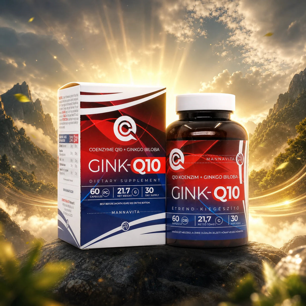 GINK-Q10 • Kompleks Koenzymu Q10 + Ginkgo Biloba • 60 kapsułek