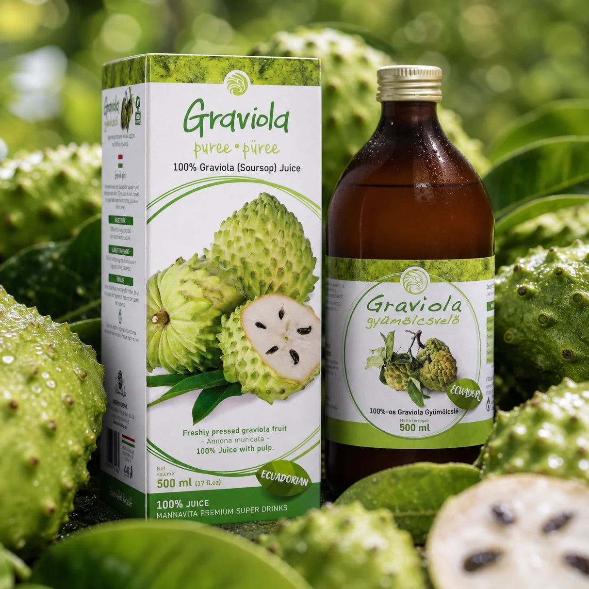 Mannavita purée z Graviola • 100% czysty sok tłoczony • 500 ml
