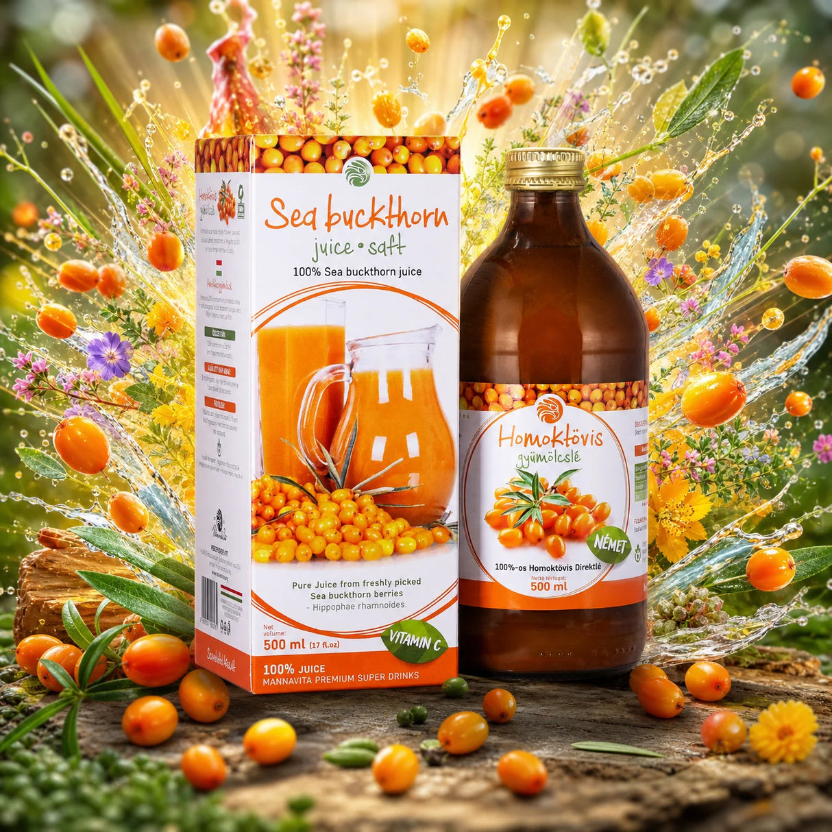 Mannavita sok z Rokitnika • 100% czysty sok tłoczony • 500 ml