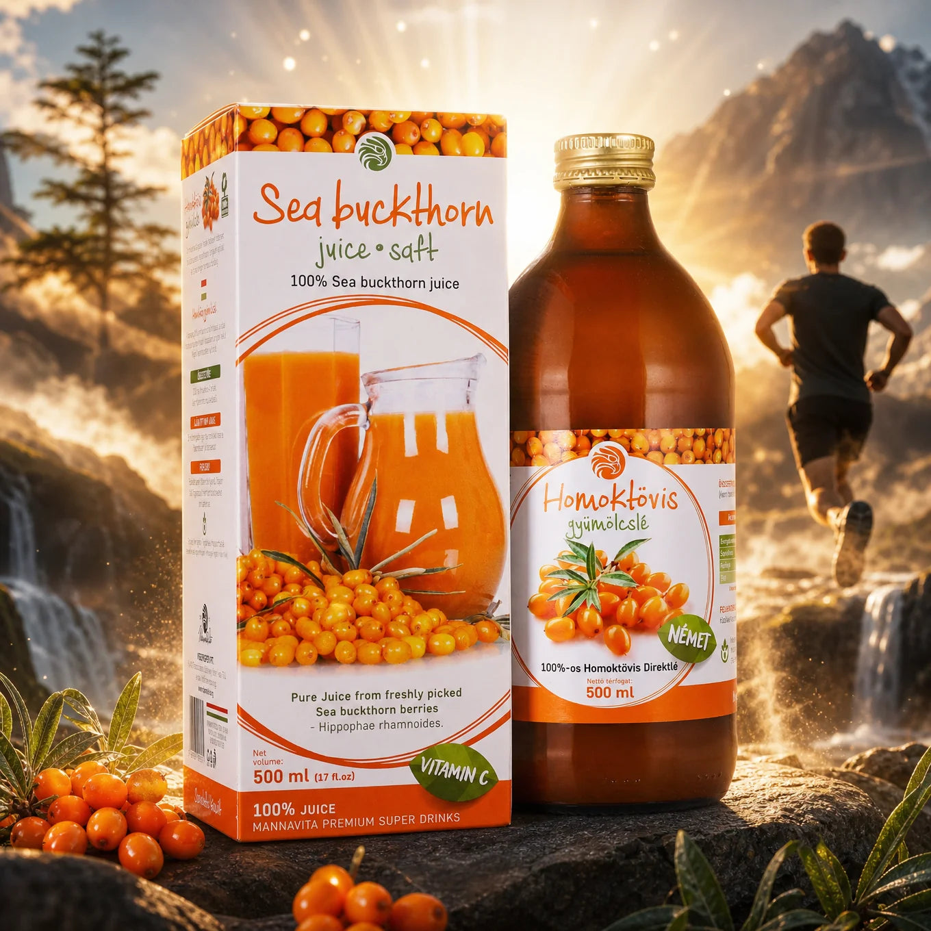 Mannavita sok z Rokitnika • 100% czysty sok tłoczony • 500 ml