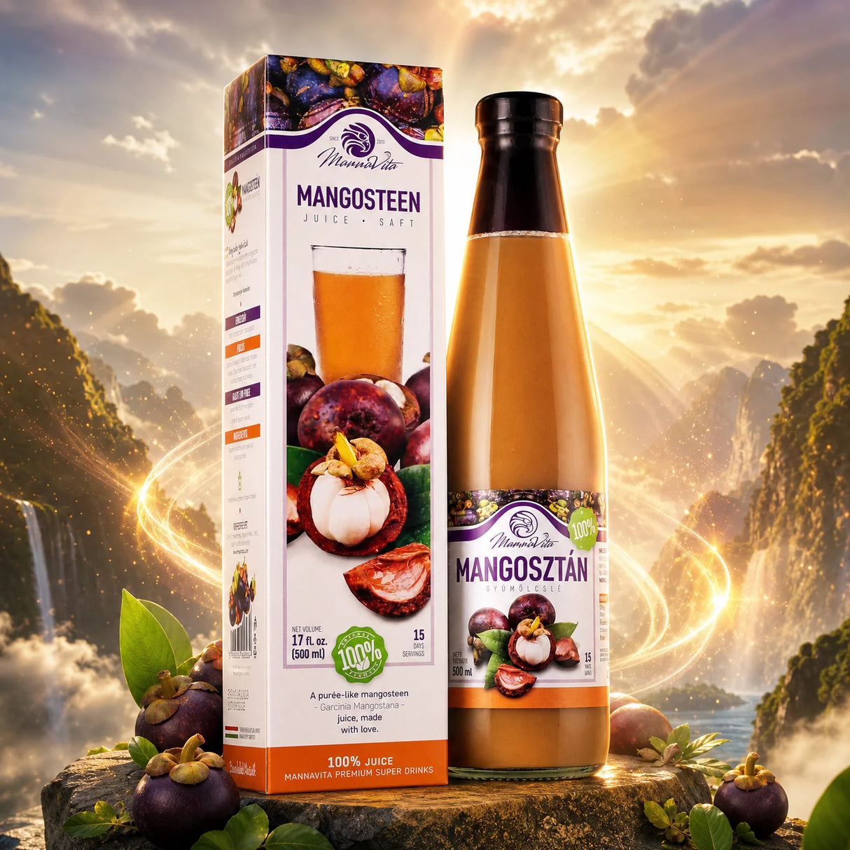 Mannavita purée z Mangostan • 100% czysty sok tłoczony • 500 ml