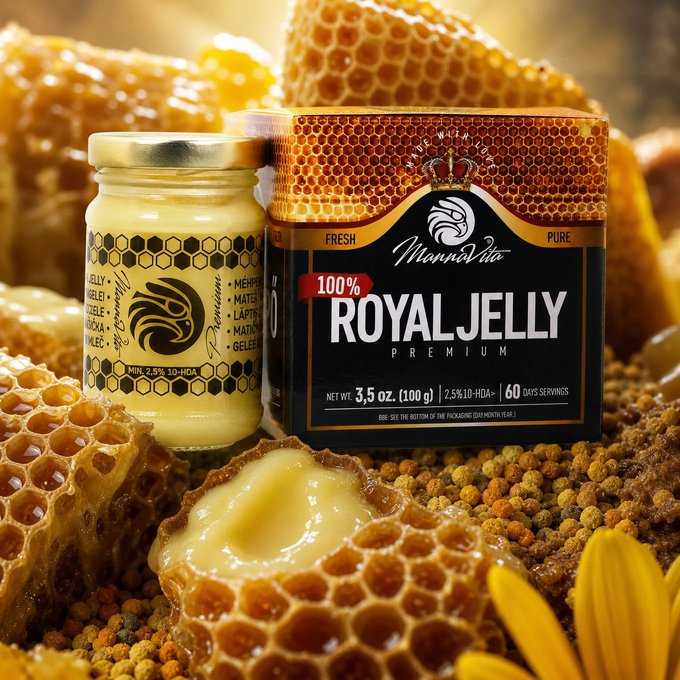 Mannavita Premium Mleczko pszczele • 2,5% 10-HDA • 100g
