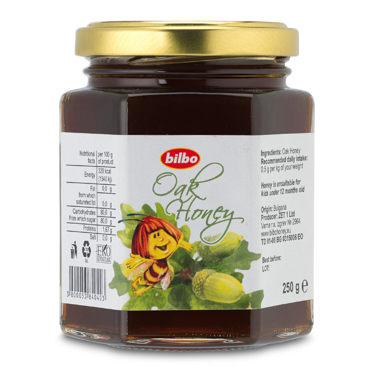 Bilbo surowy miód dębowy • 250 g