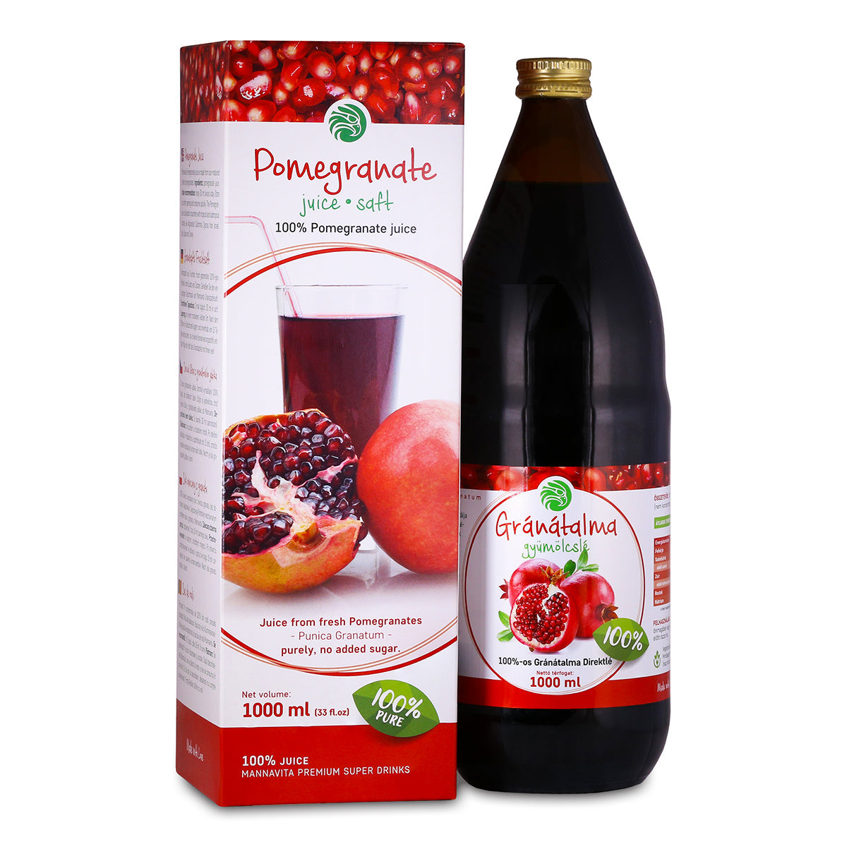 Mannavita sok z Granatu • 100% czysty sok tłoczony • 1000 ml