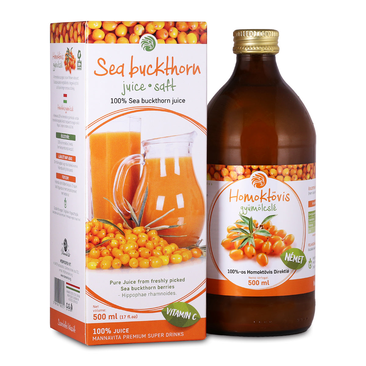 Mannavita sok z Rokitnika • 100% czysty sok tłoczony • 500 ml