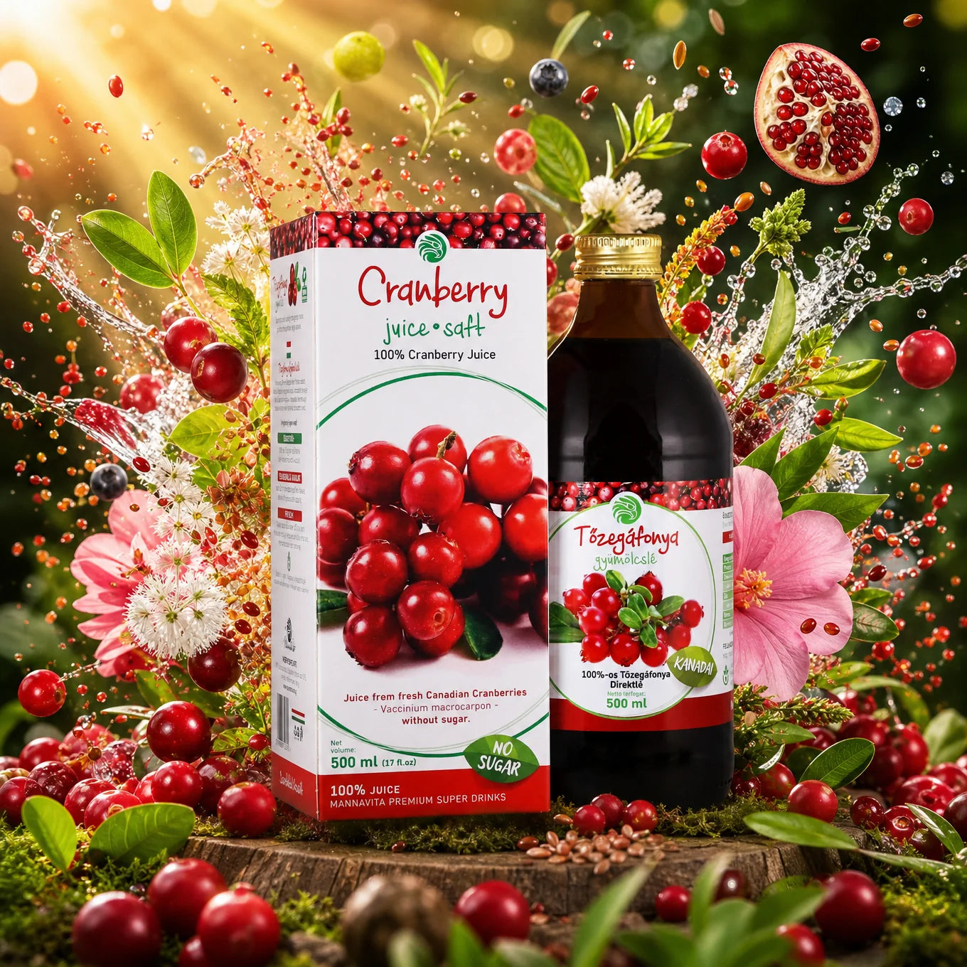 Mannavita sok z Żurawina • 100% czysty sok tłoczony • 500 ml