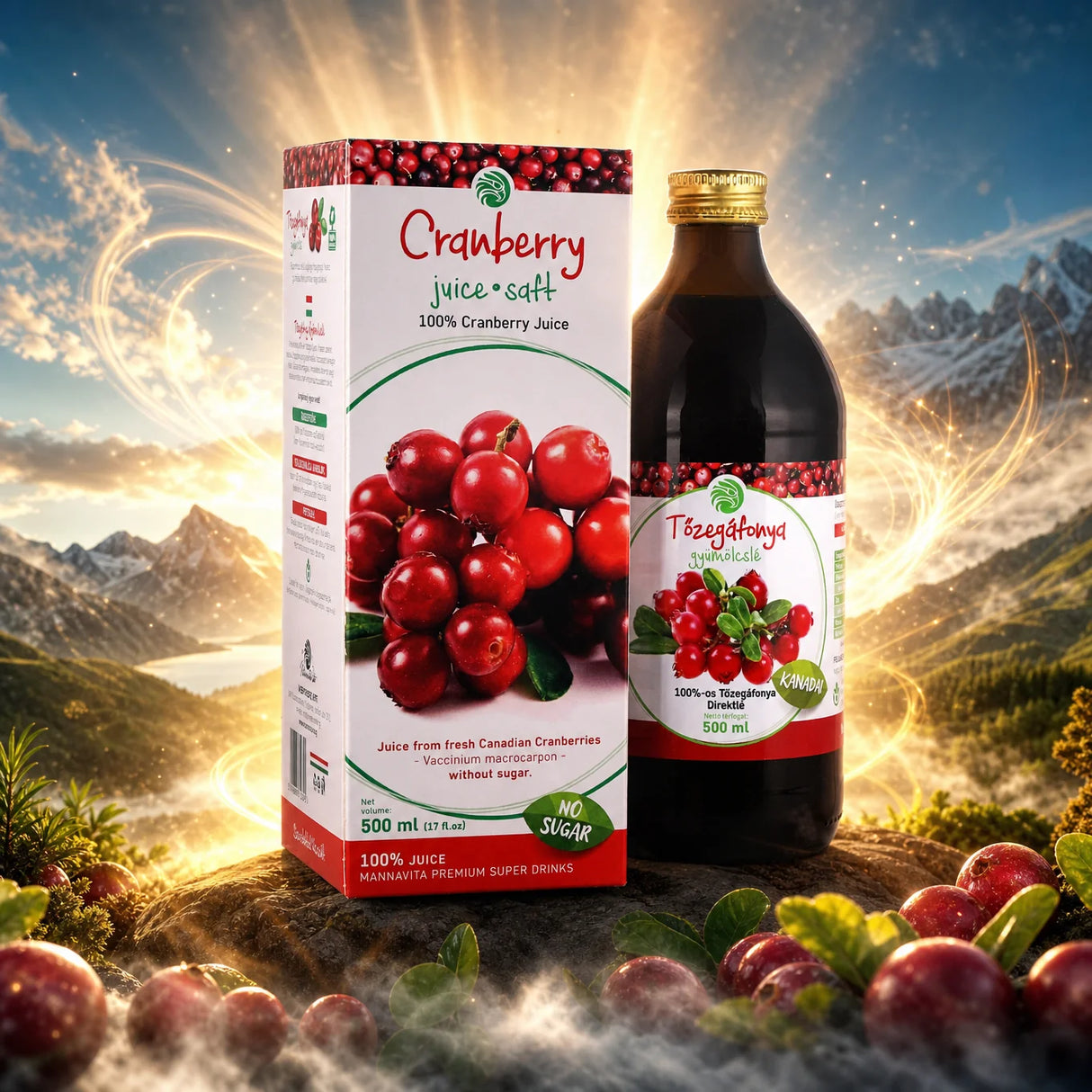 Mannavita sok z Żurawina • 100% czysty sok tłoczony • 500 ml