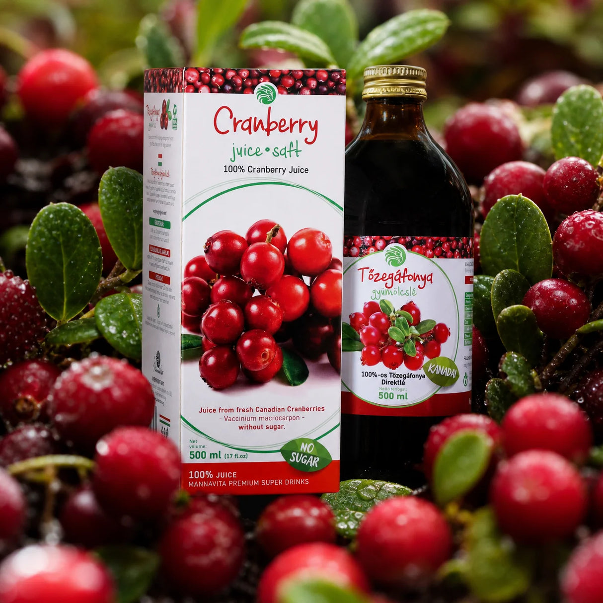 Mannavita sok z Żurawina • 100% czysty sok tłoczony • 500 ml
