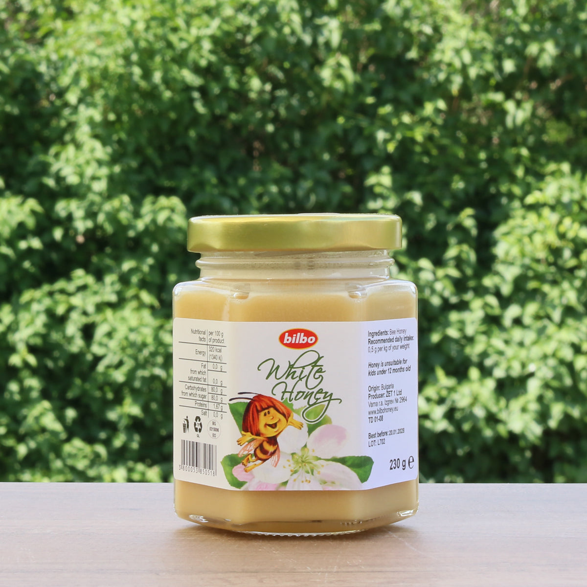 Bilbo surowy biały miód • 230 g